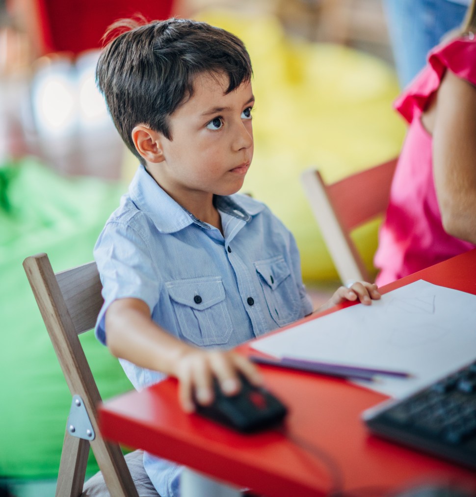 Kids working on computer